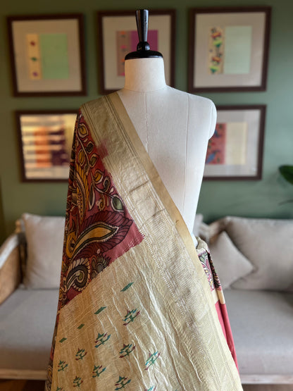 Rust/Beige Kalamkari x Paithani with Asavali Pallu