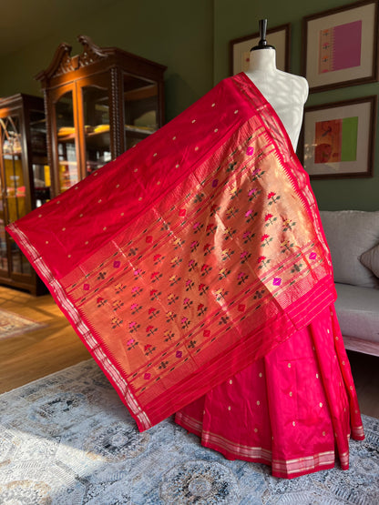 Red Paithani with Asavali Pallu