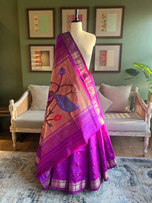 Purple Paithani with Double Peacock Pallu