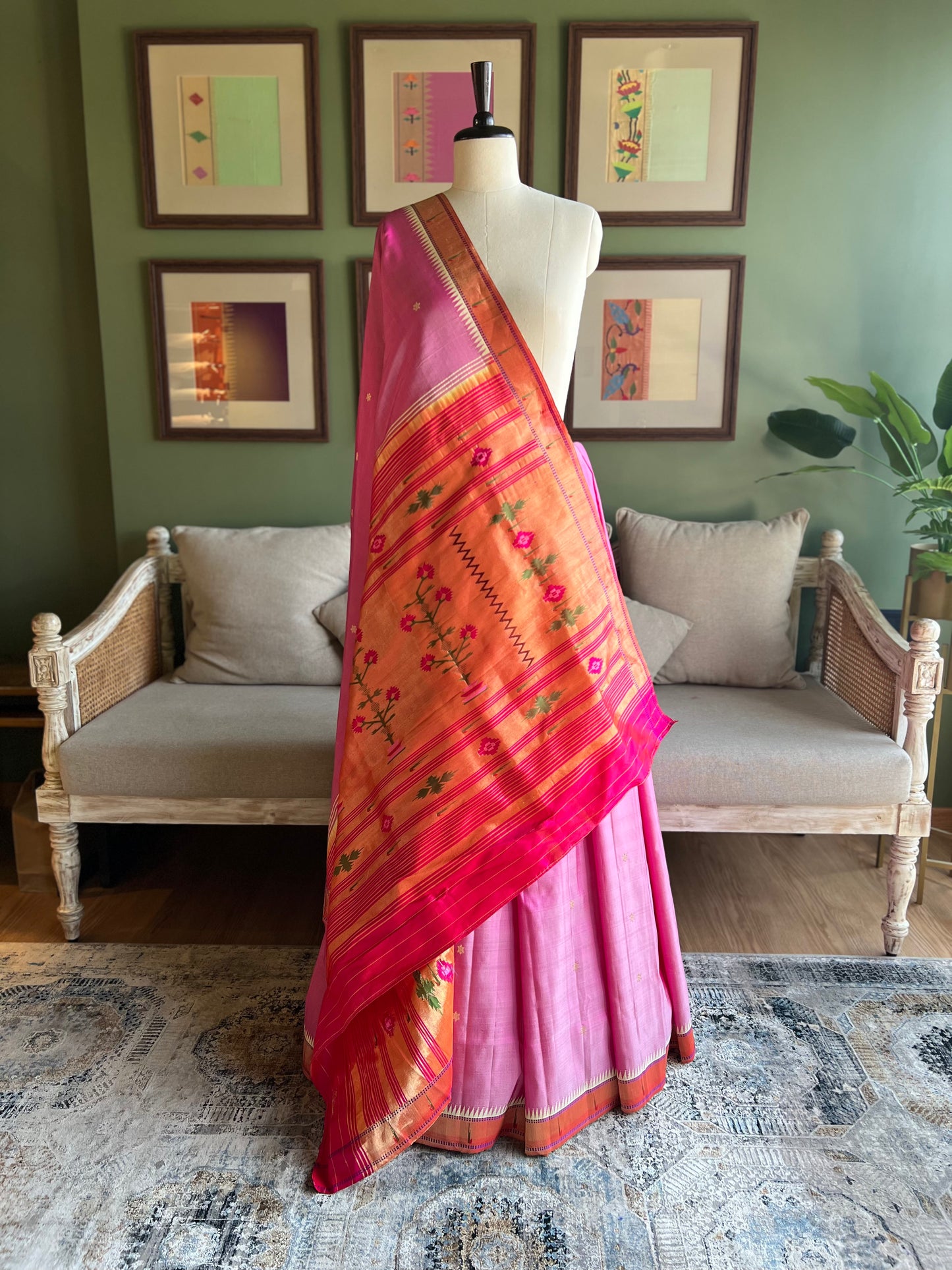 Pink Paithani with Muniya Border & Asavali Pallu