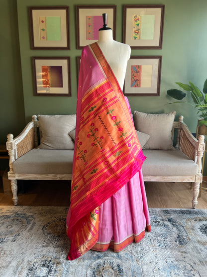 Pink Paithani with Muniya Border & Asavali Pallu