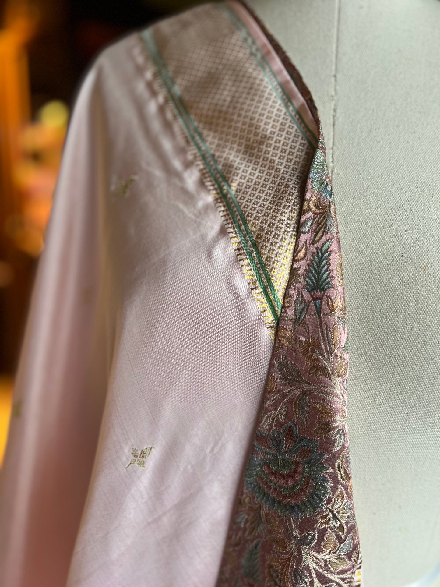 Blush Pink Dupatta with Narali Border, Asavali Pallu and Edge Detailing
