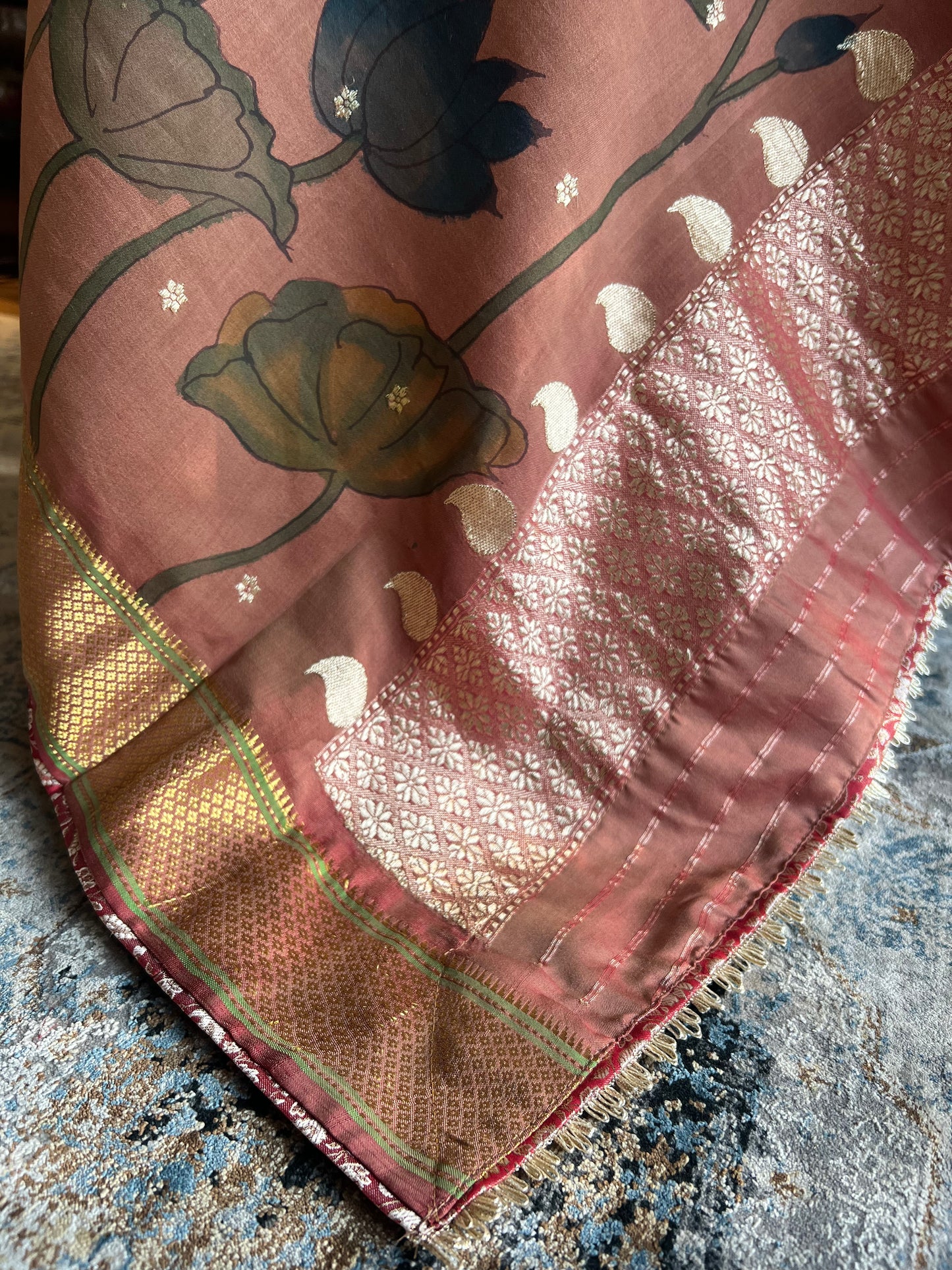 Light Brown Kalamkari x Paithani Dupatta