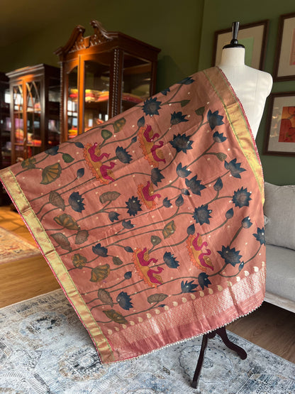 Light Brown Kalamkari x Paithani Dupatta