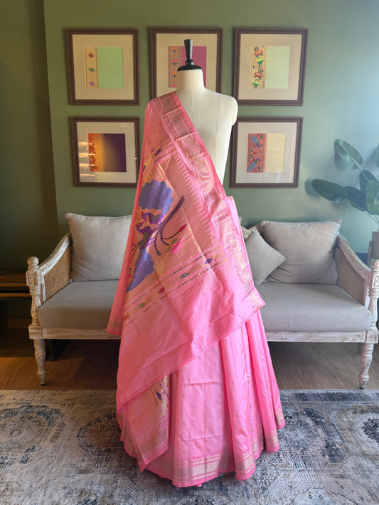 Baby Pink Paithani with Peacock Pallu