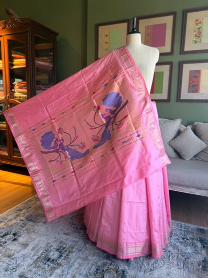 Baby Pink Paithani with Peacock Pallu