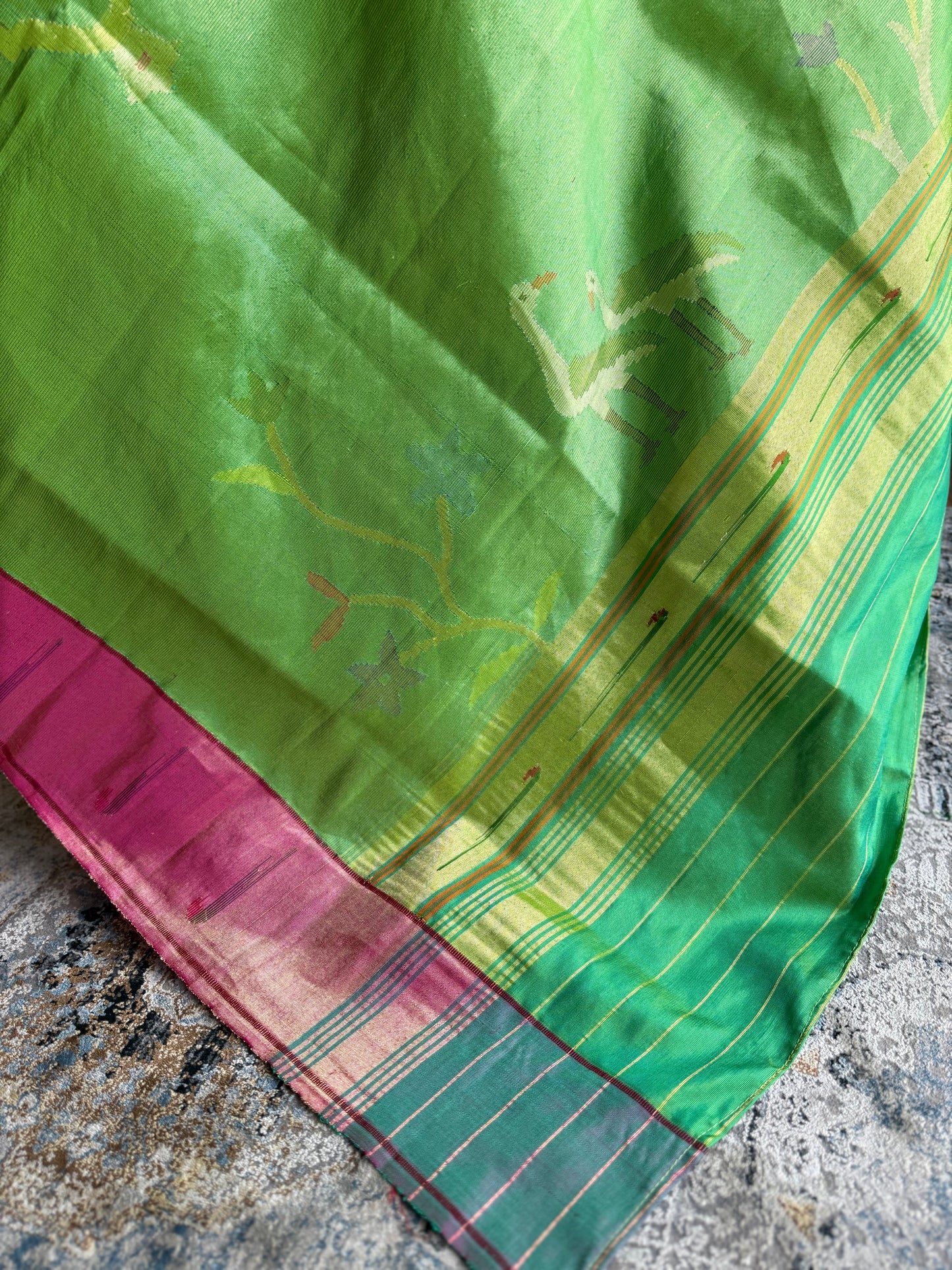 Parrot Green Tissue Dupatta with Muniya Border