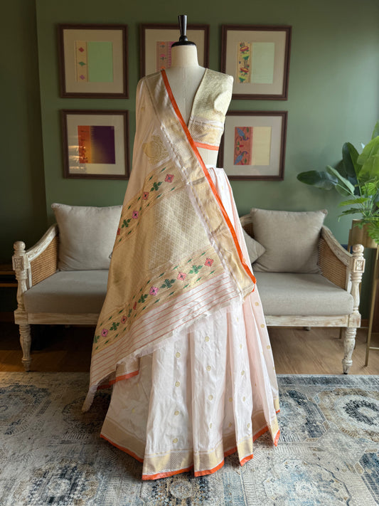 Pale Blush Pink Paithani with Narali Border and Brocade Tava Pallu