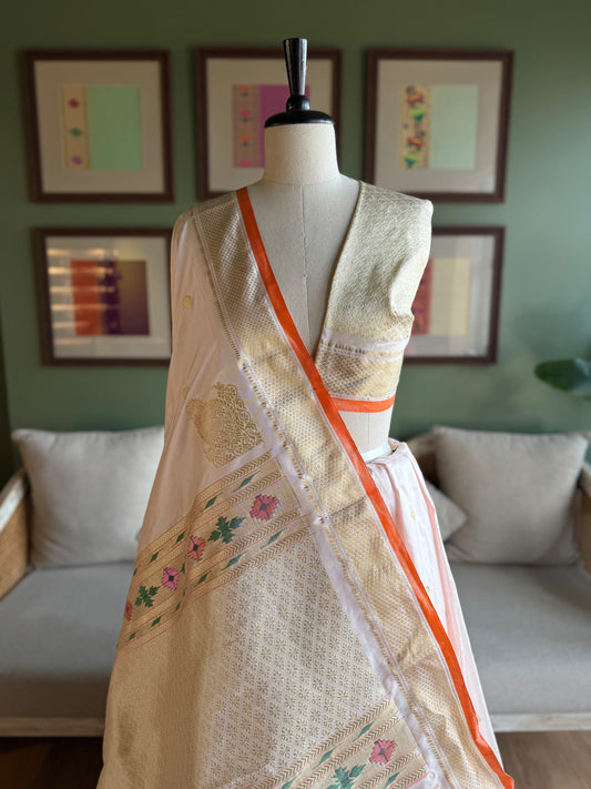 Pale Blush Pink Paithani with Narali Border and Brocade Tava Pallu