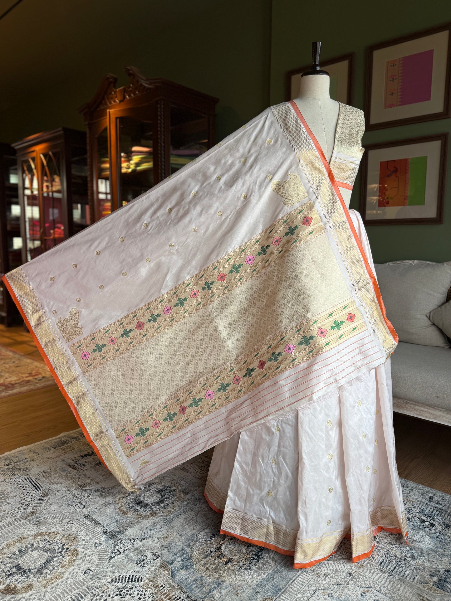 Pale Blush Pink Paithani with Narali Border and Brocade Tava Pallu