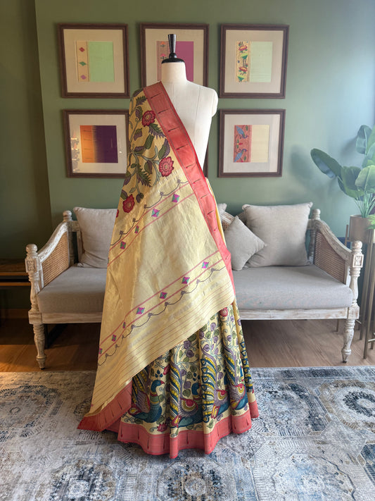 Ochre Kalamkari x Paithani with Tava Pallu