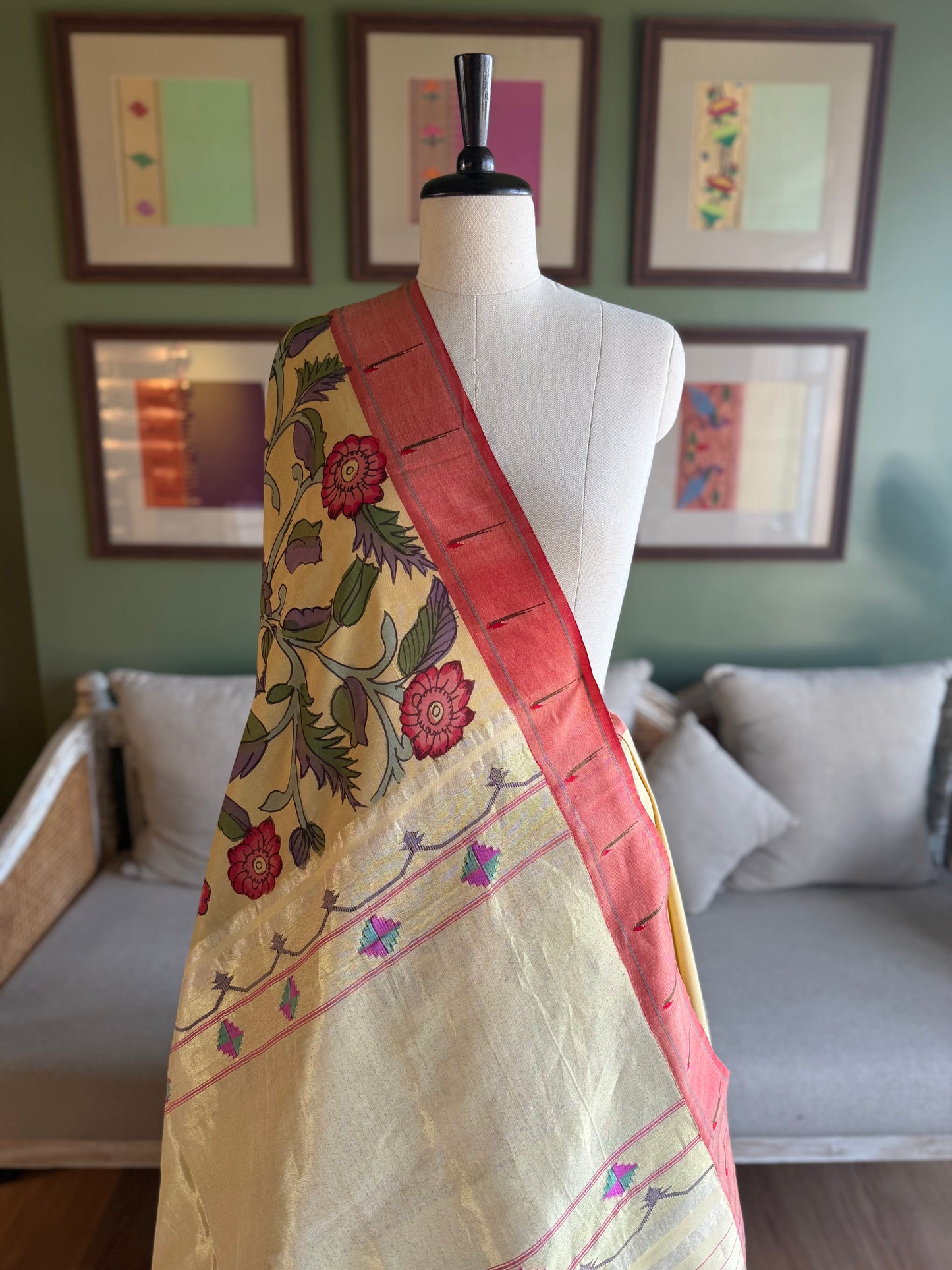 Ochre Kalamkari x Paithani with Tava Pallu