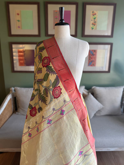 Ochre Kalamkari x Paithani with Tava Pallu