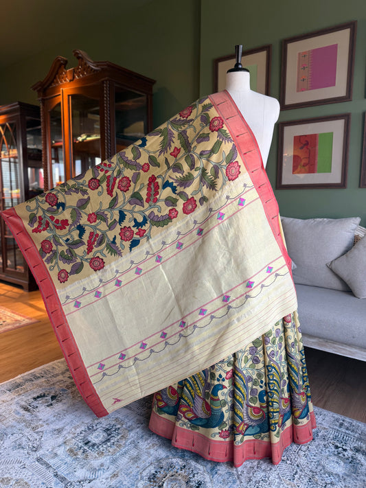 Ochre Kalamkari x Paithani with Tava Pallu