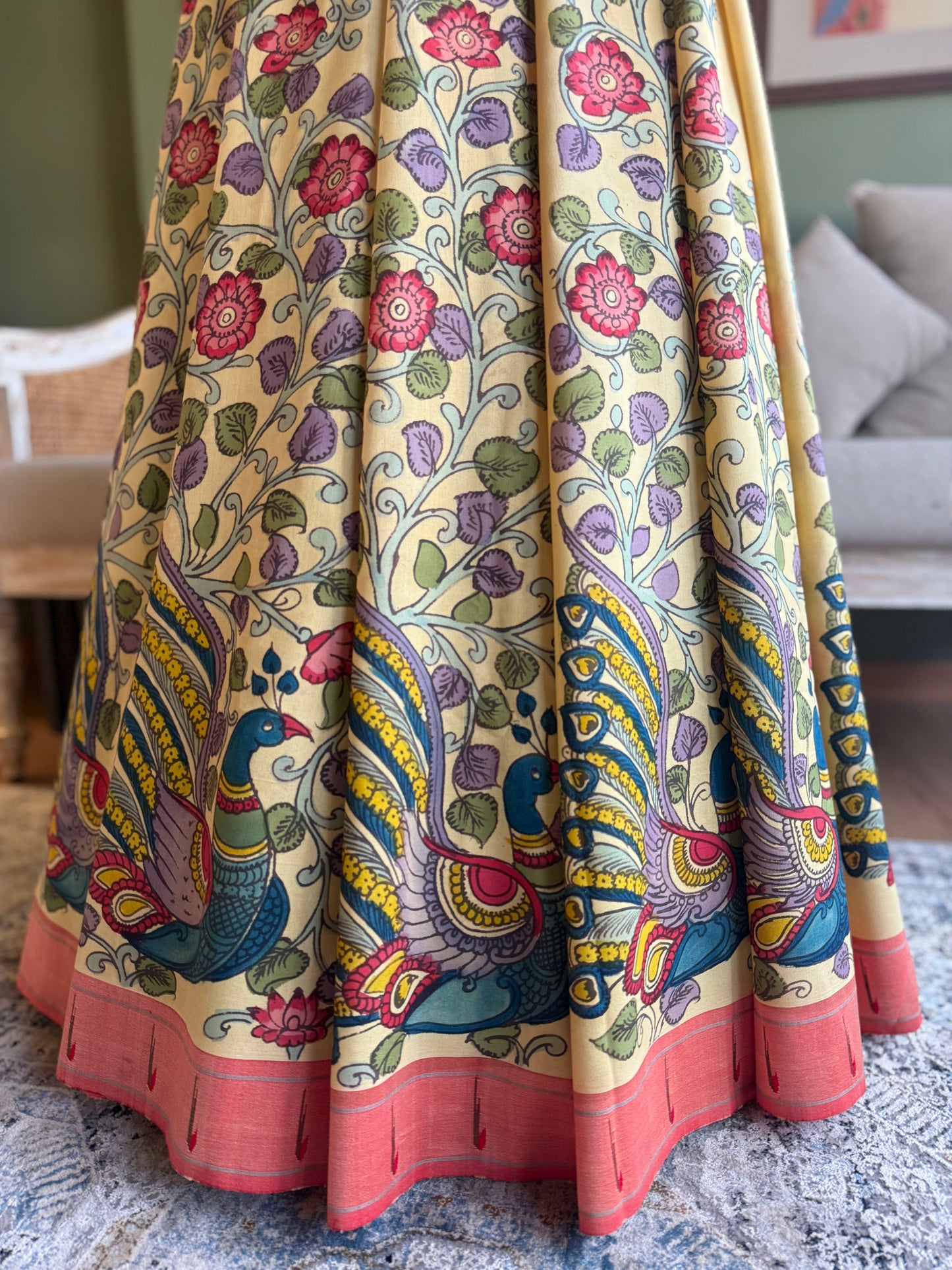 Ochre Kalamkari x Paithani with Tava Pallu