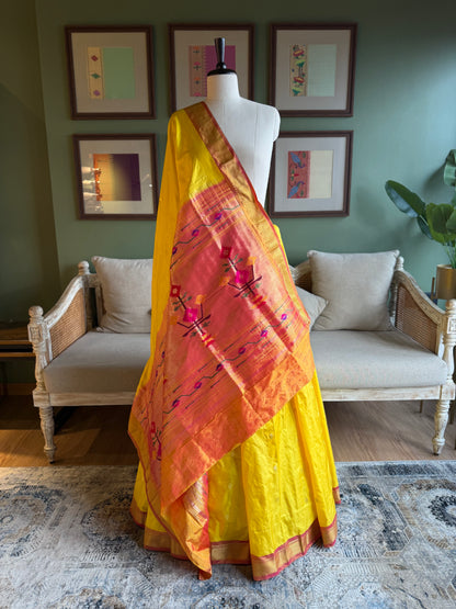 Yellow Paithani with Asavali Pallu