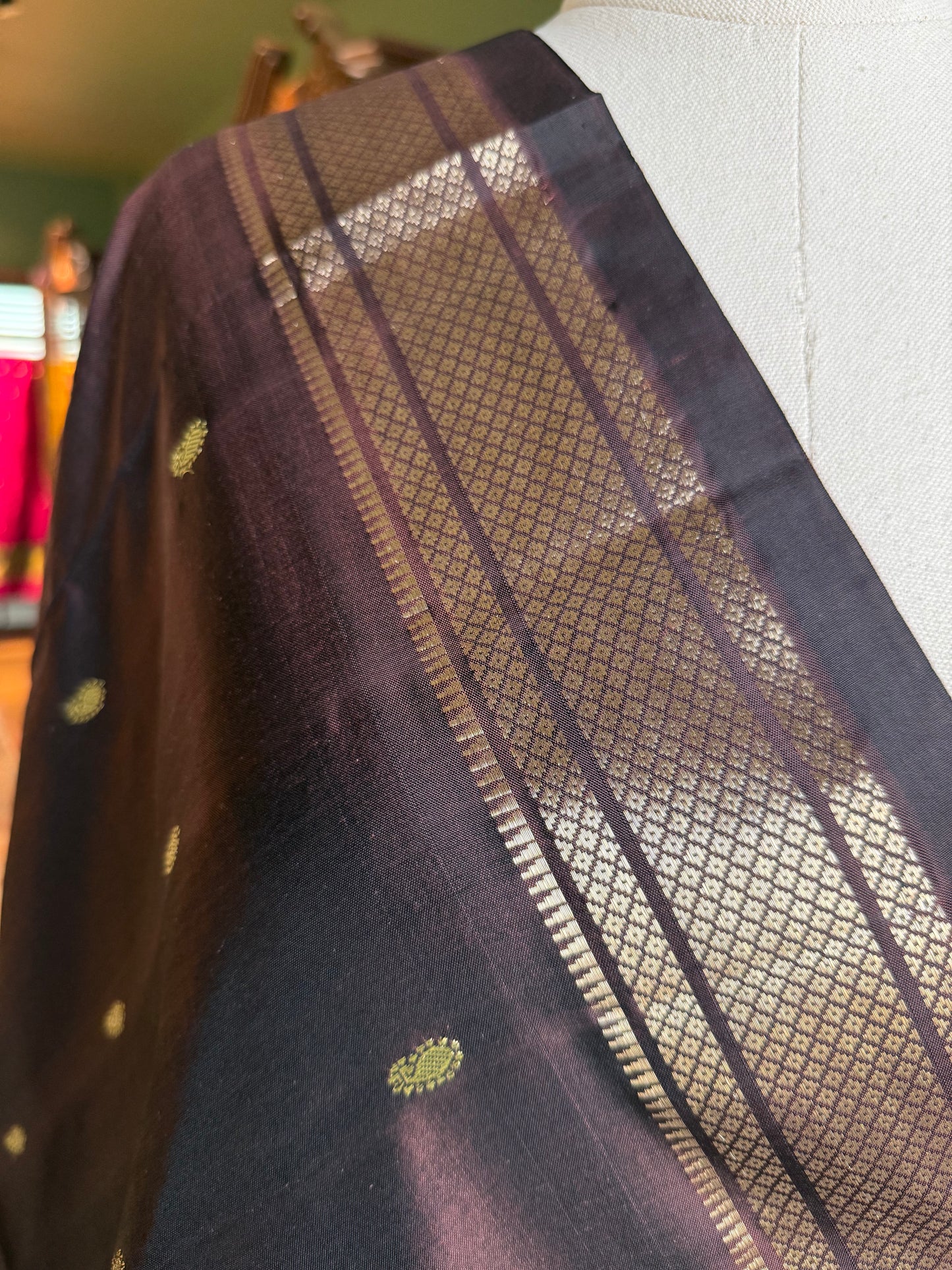 Coffee Brown Dupatta with Narali Border