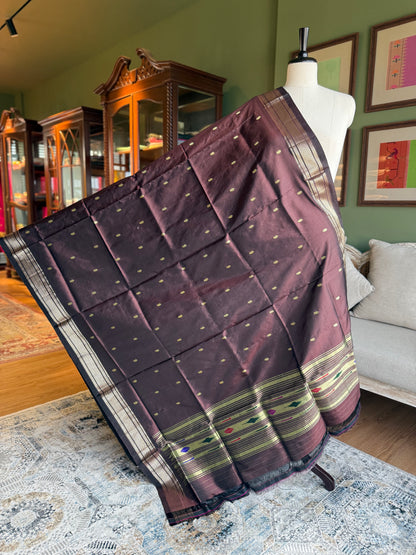 Coffee Brown Dupatta with Narali Border