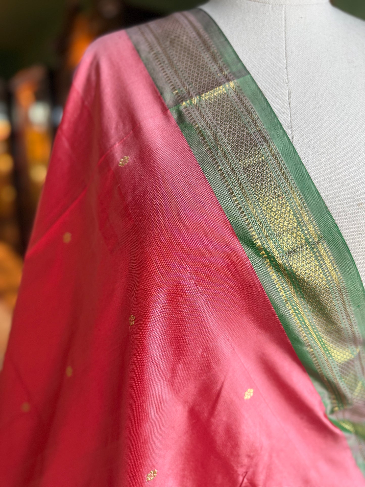 Peachy Pink Dupatta with Lotus Pallu