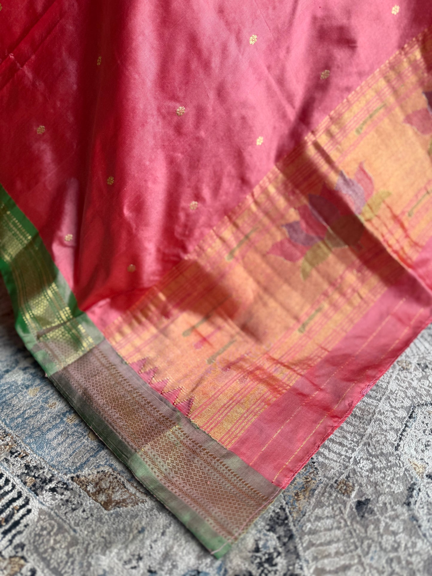 Peachy Pink Dupatta with Lotus Pallu