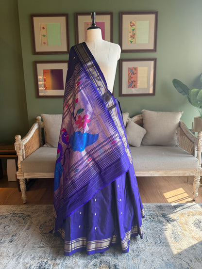 Navy Blue Paithani with Large Peacock Pallu