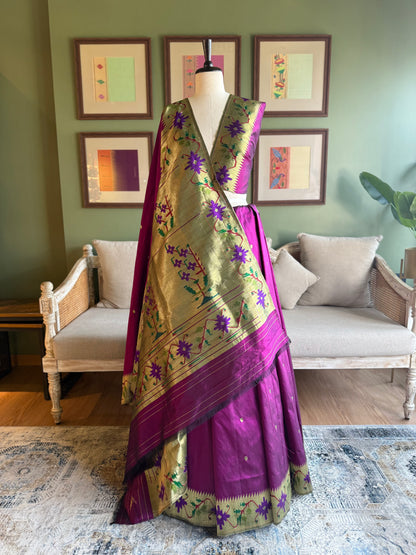 Deep Purple Paithani with Bold Asavali Pallu & Border