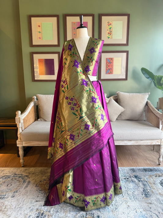 Deep Purple Paithani with Bold Asavali Pallu & Border