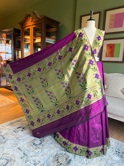 Deep Purple Paithani with Bold Asavali Pallu & Border