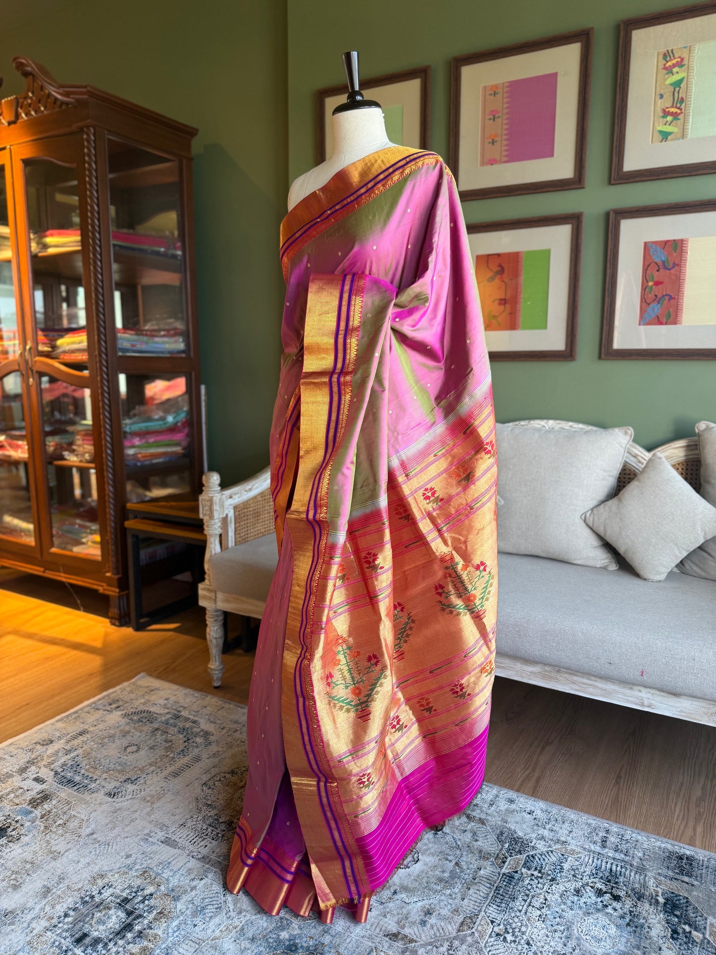 Purple x Green Paithani with Vintage Asavali Pallu