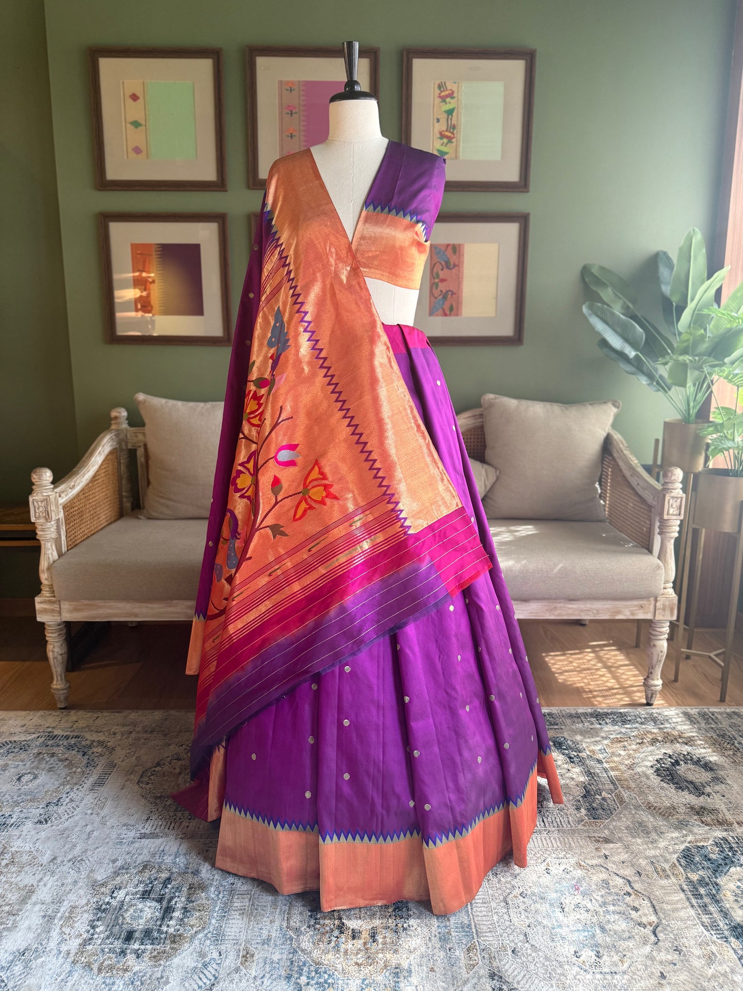 Purple Paithani with Tava Border and Tree of Life Pallu