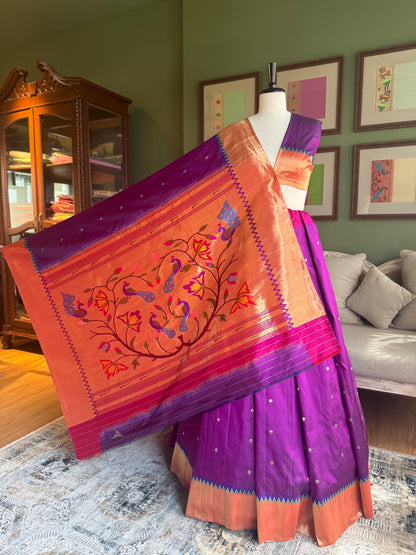 Purple Paithani with Tava Border and Tree of Life Pallu