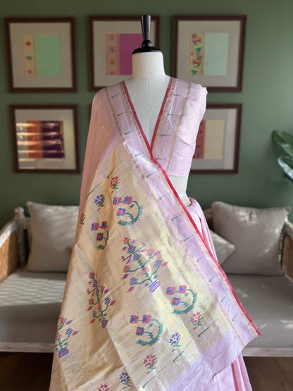 Light Pink Tissue Paithani with Asavali Inspired Pallu