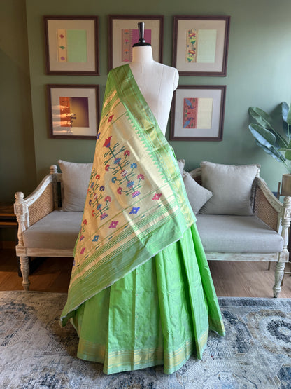 Light Green Paithani with Asavali Pallu
