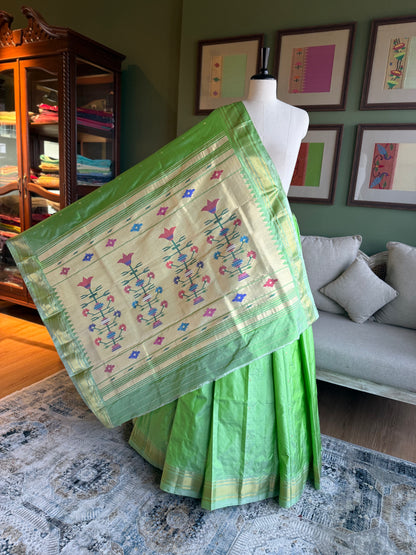 Light Green Paithani with Asavali Pallu