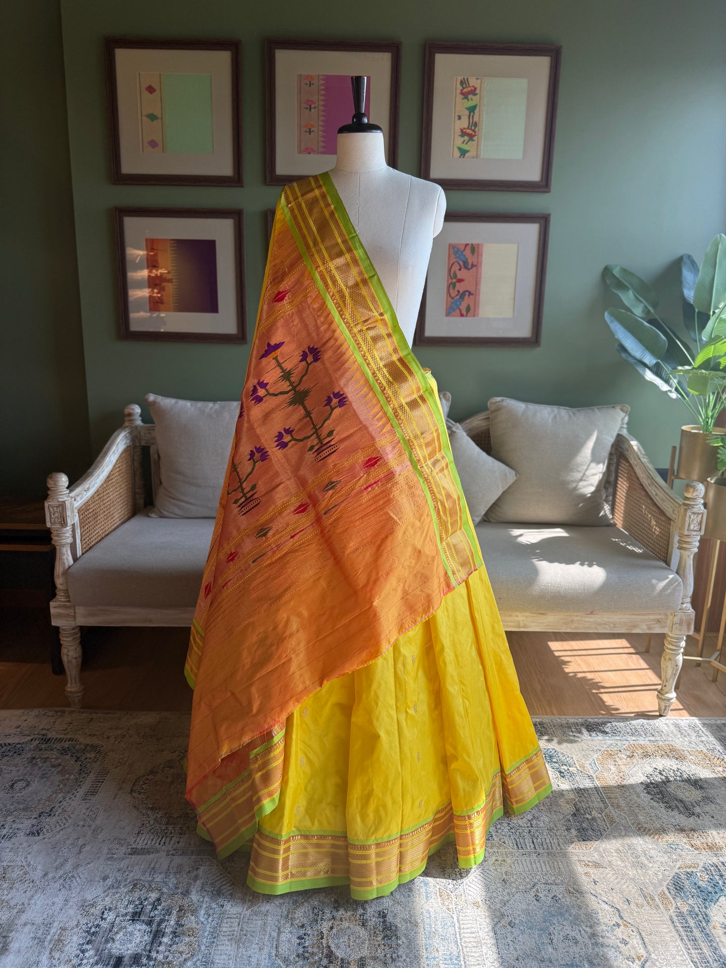 Sunshine Yellow Paithani with Asavali Pallu