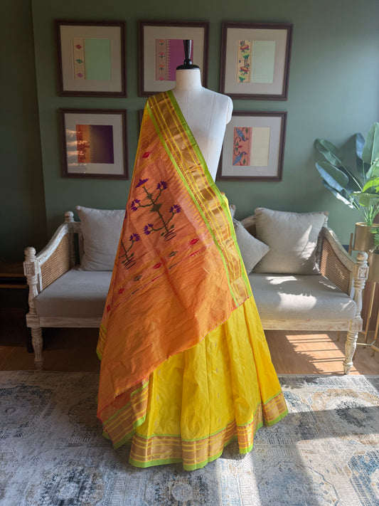 Sunshine Yellow Paithani with Asavali Pallu