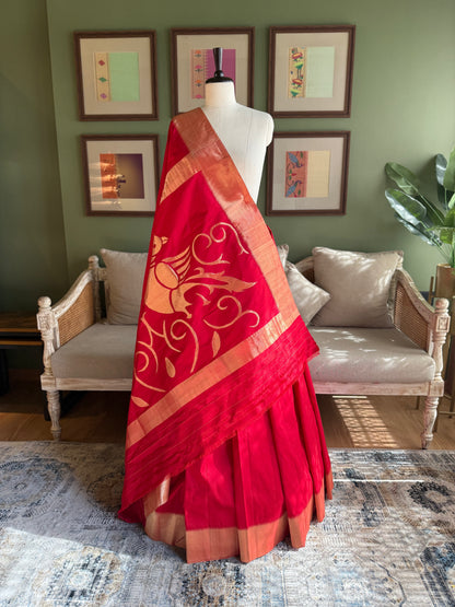 Deep Red Paithani with Tava Border and Monotone Pallu