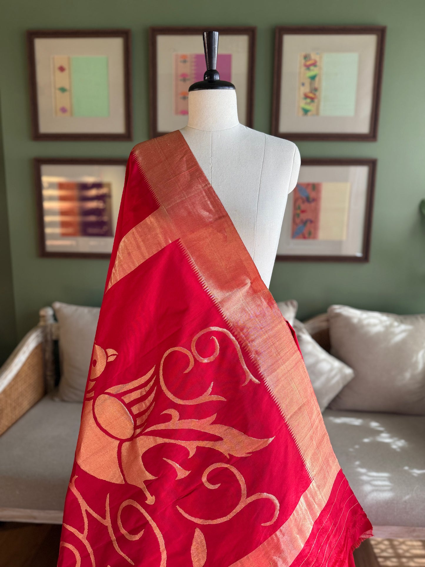 Deep Red Paithani with Tava Border and Monotone Pallu