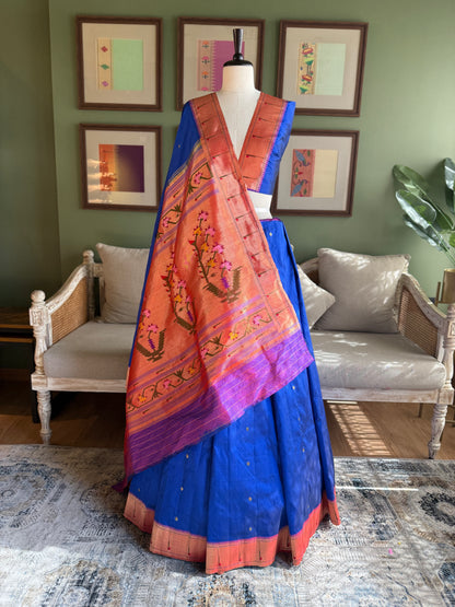 Cobalt Blue Paithani with Muniya Border and Asavali Pallu