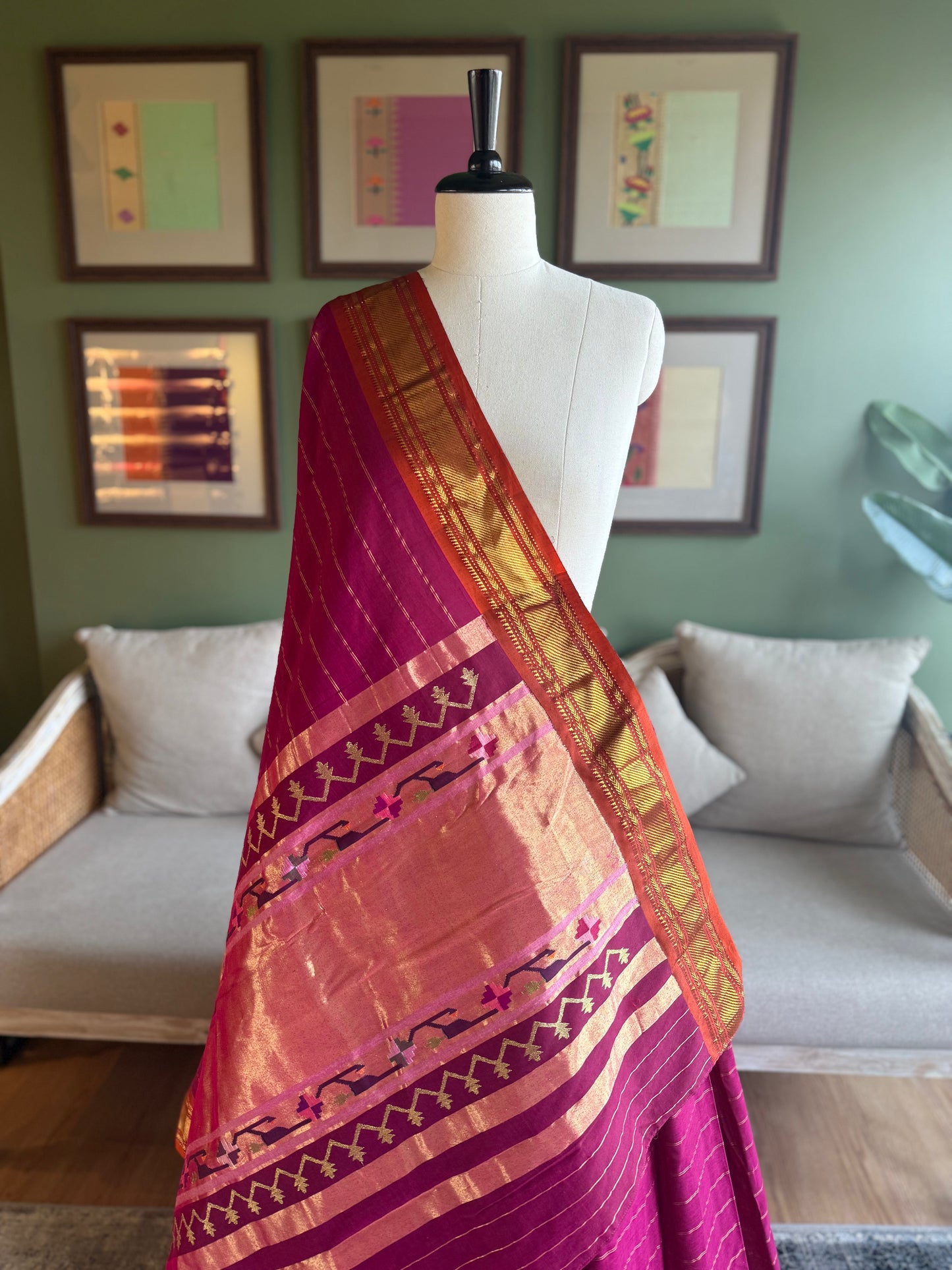Vintage Cotton Paithani with Mini Tava Pallu