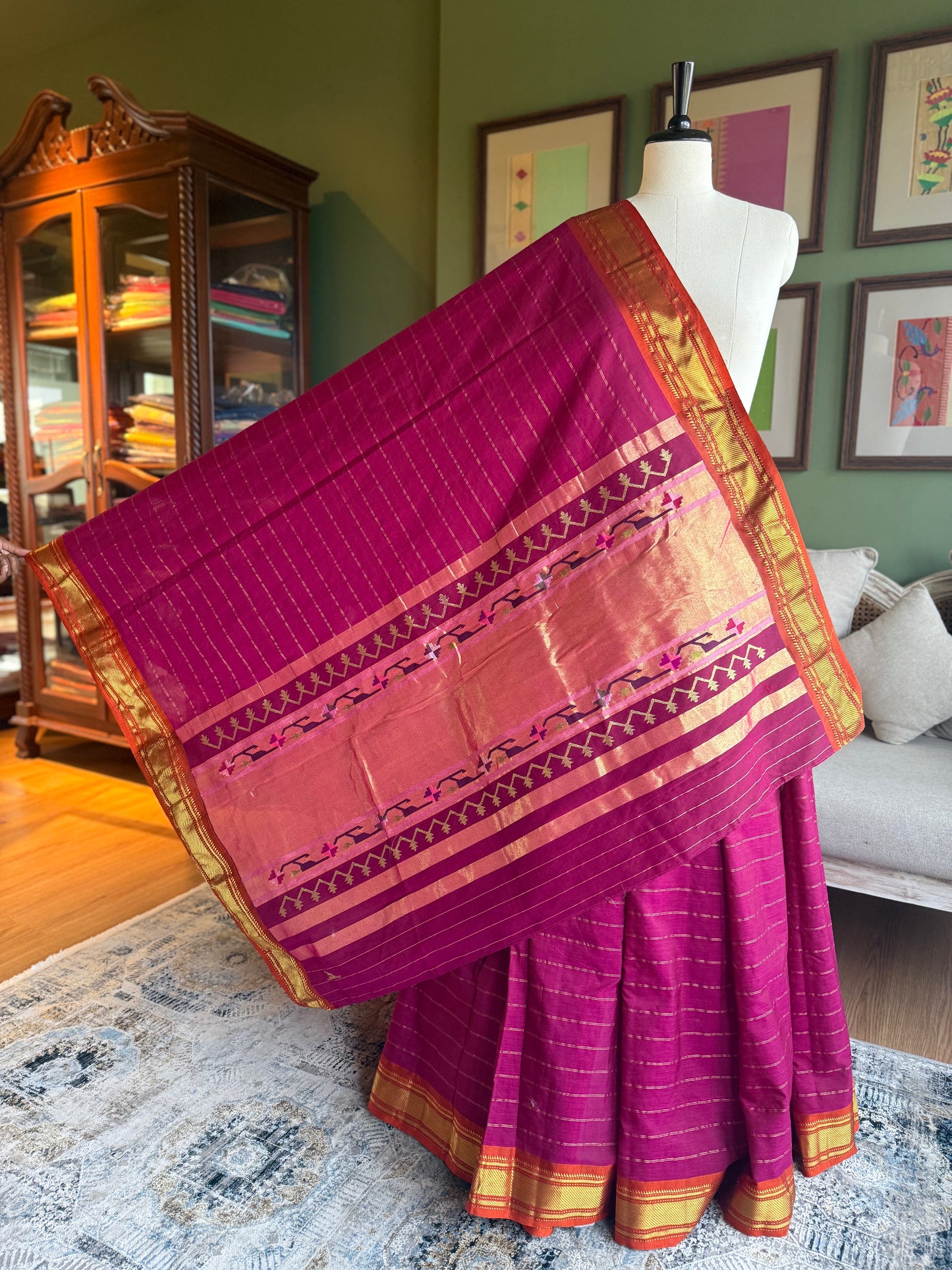 Vintage Cotton Paithani with Mini Tava Pallu