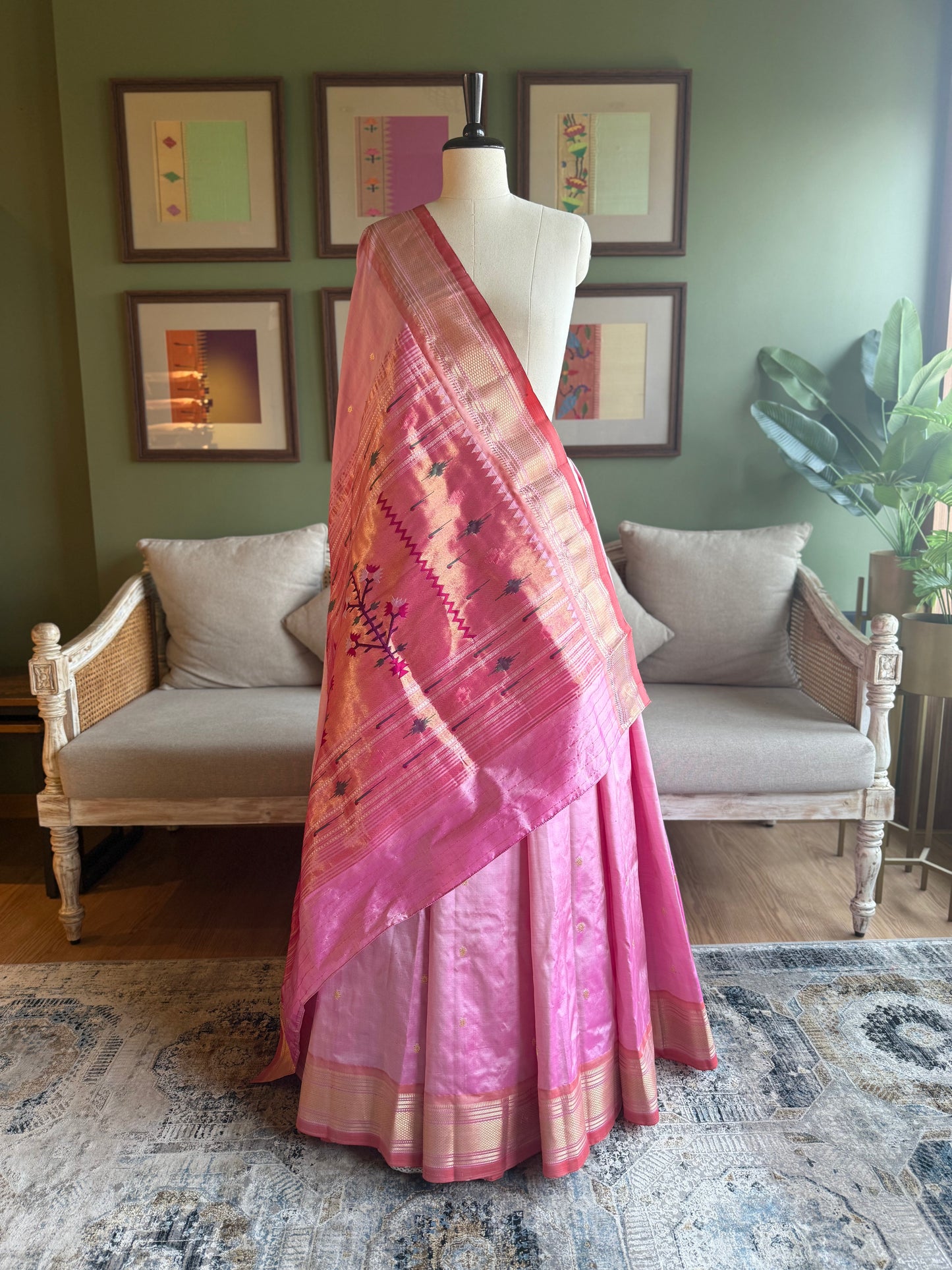 Baby Pink Paithani with Asavali Pallu