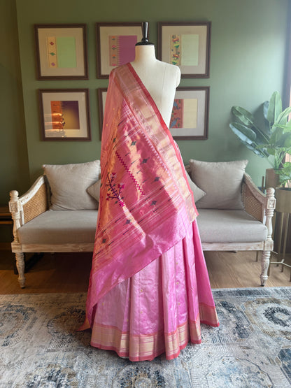 Baby Pink Paithani with Asavali Pallu