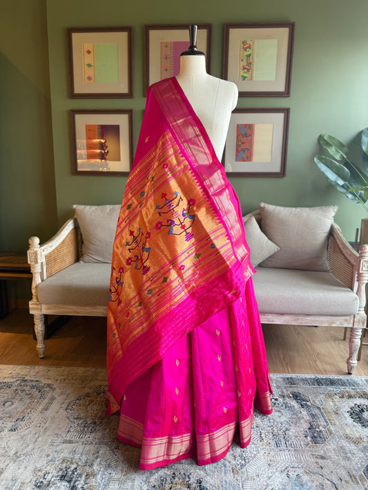 Rani Pink Paithani with Peacock Pallu
