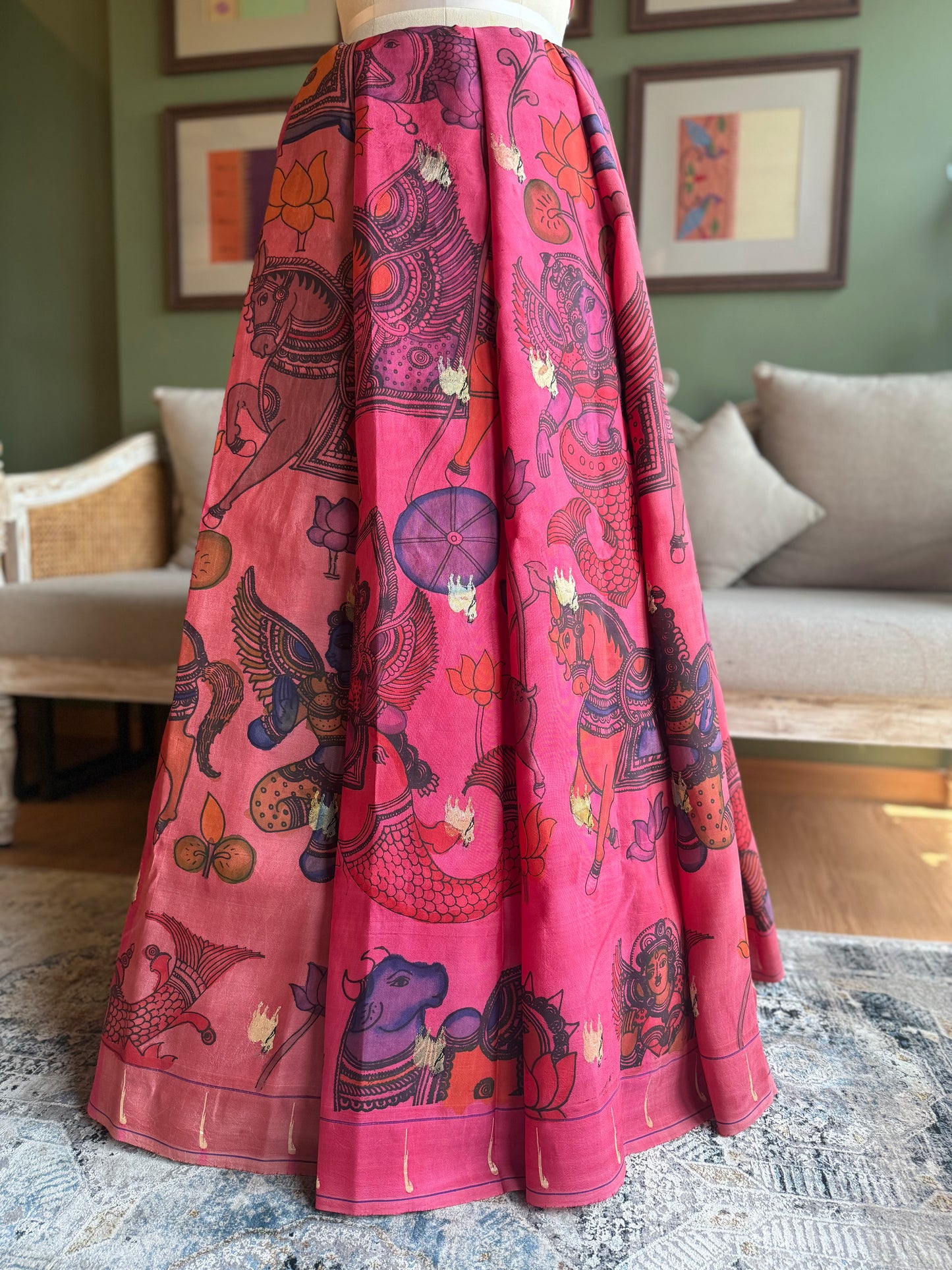 Pink Kalamkari x Paithani with Pichwai Motifs and Antique Pallu