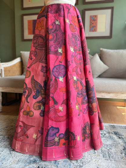 Pink Kalamkari x Paithani with Pichwai Motifs and Antique Pallu