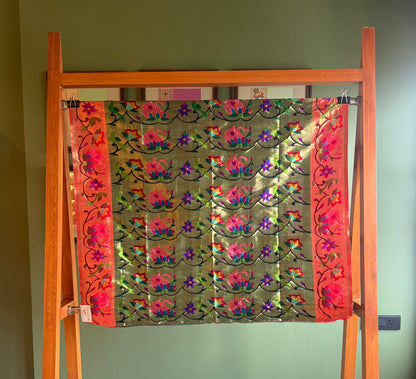 All Over Jaal Tissue Blouse Piece with Contrast Border