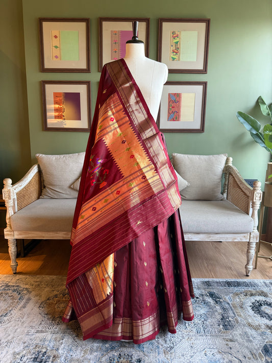 Maroon Paithani with Peacock Pallu