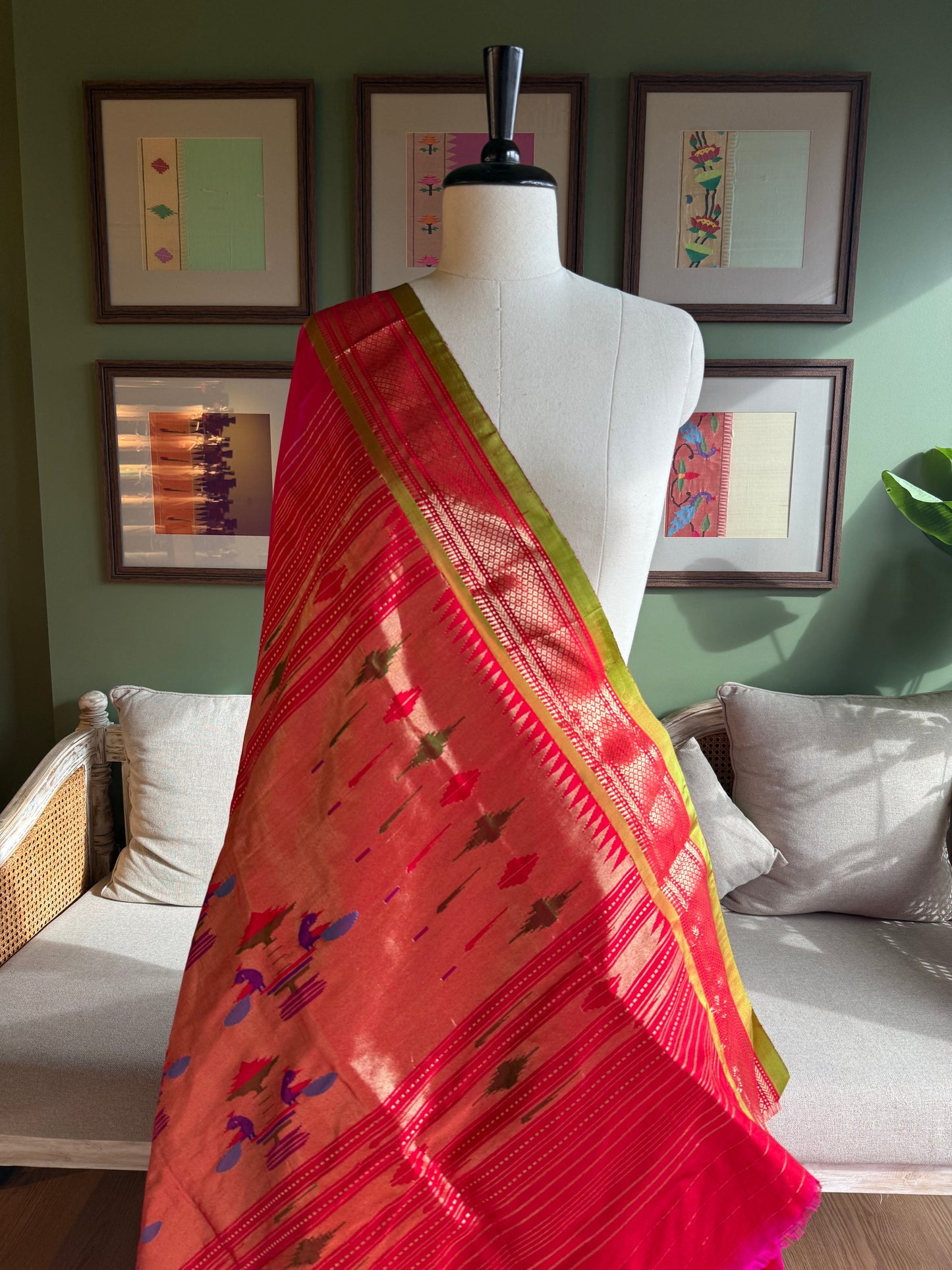 Rani Pink Paithani with Contrast Border and Classic Pallu