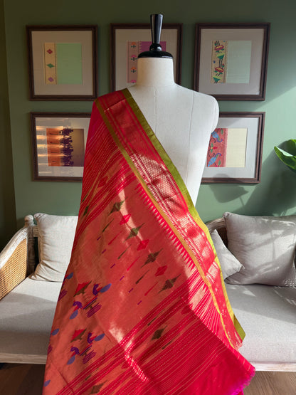 Rani Pink Paithani with Contrast Border and Classic Pallu